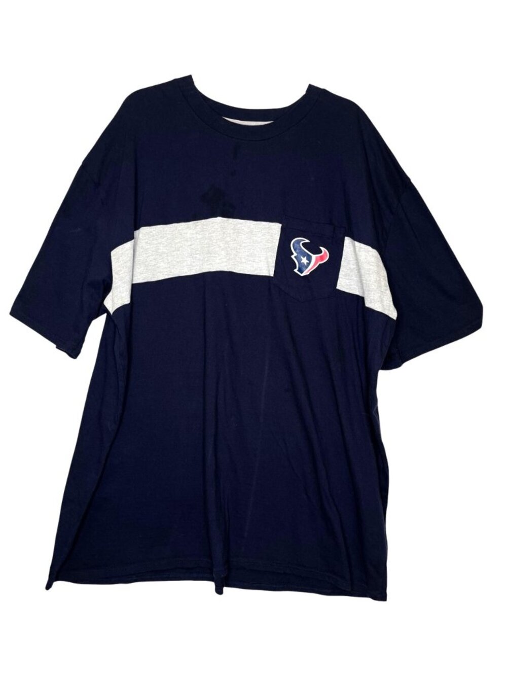 Houston Texans Fanatics Mens 3XLT Tall T Shirt Navy Gray Logo Pocket NFL